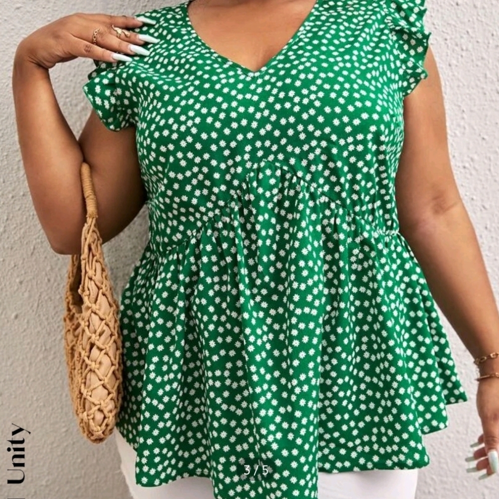 Green top with white flowers